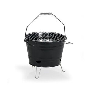 Barbecue à charbon portable Ø 27 cm grille acier chromé - Hauteur 24 cm - Pieds pliables  poignées