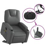 vidaXL Fauteuil inclinable de massage Gris Similicuir