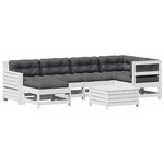 vidaXL Salon de jardin 7 Pièces avec coussins blanc bois de pin massif
