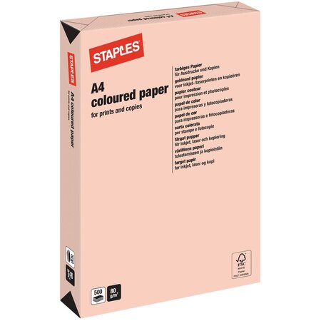 Papier couleur A4 Rose saumon 80g Coloured Paper - Ramette de 500 feuilles (ramette 500 feuilles)