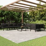 vidaXL Salon de jardin 11 Pièces avec coussins Aluminium Anthracite