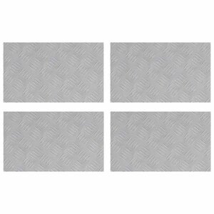 vidaXL Plaques à damier 4 Pièces Argent 50 x 30 cm Aluminium