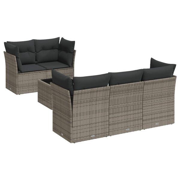 vidaXL Salon de jardin 6 Pièces avec coussins gris résine tressée