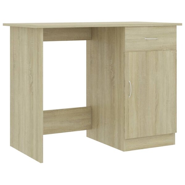 Bureau table poste de travail meuble d'ordinateur informatique étude chêne sonoma 100 x 50 x 76 cm bois d’ingénierie brun 02_0023634