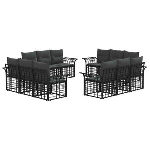vidaXL Ensemble de canapés d'extérieur 12 Pièces Noir et Gris foncé