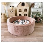 Piscine à balles en velours 90 cm beige + 200 balles
