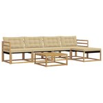 vidaXL Ensemble de canapés d'extérieur 6 Pièces Blanc et Beige