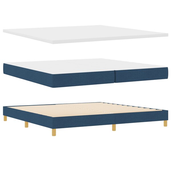 Lit à ressorts vidaXL avec matelas bleu 200x200 cm en tissu