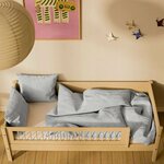 Flexa WHITE Banquette-lit 90 x 200 cm avec dossier et barriere avant a barreaux Beige sable