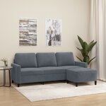vidaXL Canapé à 3 places avec repose-pieds Gris foncé 180 cm Velours
