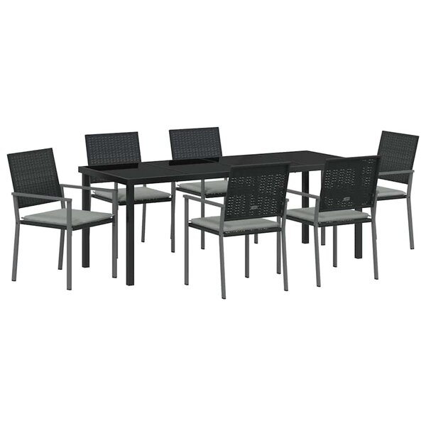 vidaXL Ensemble de salle à manger pour jardin 7 Pièces Noir et Gris Clair