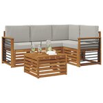 vidaXL Ensemble de canapés d'extérieur 5 Pièces Gris Naturel et Clair