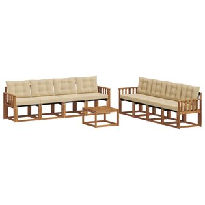 vidaXL Ensemble de canapés d'extérieur 9 pc Naturel et Beige