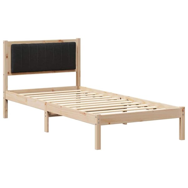 vidaXL Cadre de lit avec tête de lit rembourrée Noir 90 x 190 cm