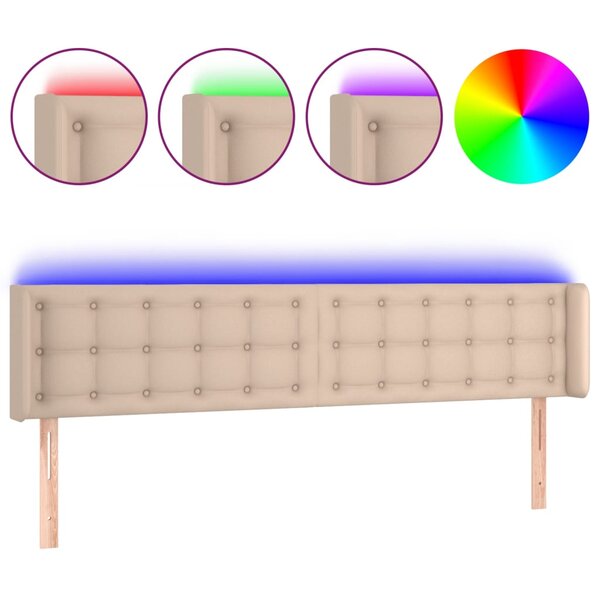 vidaXL Tête de lit à LED Cappuccino 163x16x78/88 cm Similicuir