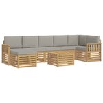 vidaXL Ensemble de canapés d'extérieur 7 Pièces Blanc et gris clair