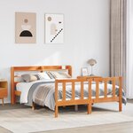 vidaXL Cadre de lit et tête de lit sans matelas cire marron 120x190 cm
