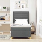 vidaXL Lit à ressorts avec matelas Gris 100 x 200 cm tissu