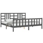 vidaXL Cadre de lit avec tête de lit gris 200x200 cm bois massif