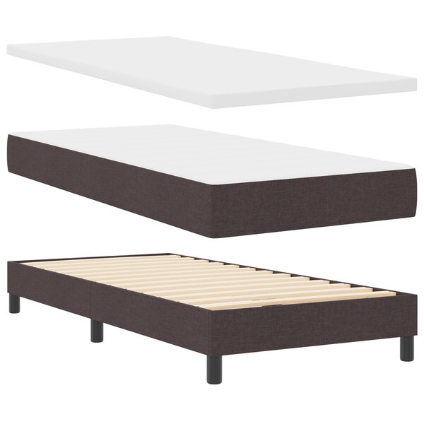 Lit Box Spring vidaXL avec Matelas Marron Foncé 100x200 cm Tissu