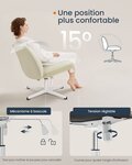 Chaise de bureau fauteuil ergonomique style moderne avec base en croix siège large et confortable hauteur réglable siège pivotant tissu coton-lin blanc crème 12_0006057