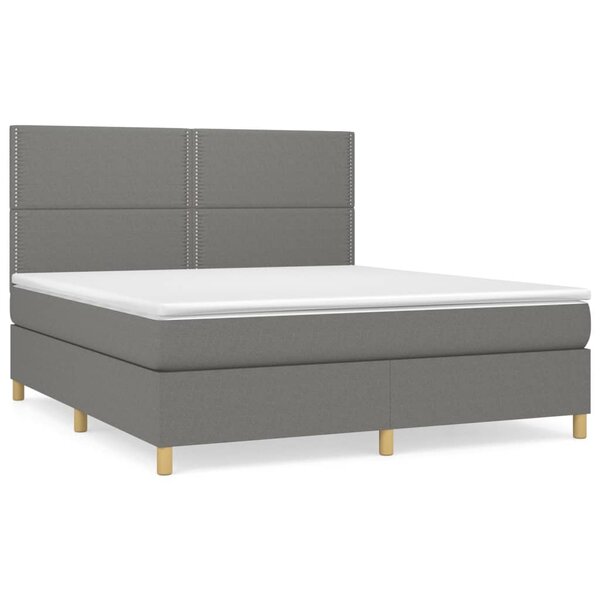 vidaXL Sommier à lattes de lit avec matelas Gris foncé 160x200cm Tissu