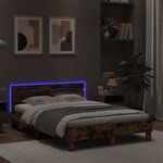 vidaXL Cadre de lit avec tête de lit et LED chêne fumé 120x200 cm