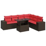 vidaXL Salon de jardin et coussins 7 Pièces marron résine tressée acacia