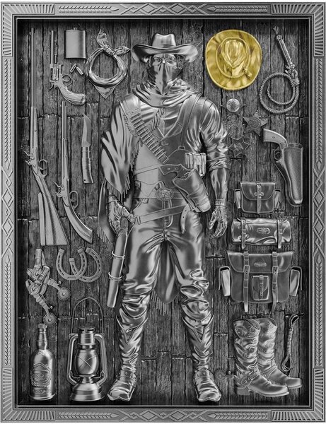 Pièce de monnaie en Argent 5 Tala g 62.2 (2 oz) Millésime 2025 COWBOY (PRÉCOMMANDE)