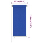 vidaXL Store roulant d'extérieur 60x140 cm Bleu PEHD