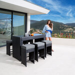 Tectake salon de jardin ibiza 6 places avec 2 sets de housses + housse de protection - marron naturel