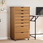 vidaXL Armoire roulante avec tiroirs MOSS bois de pin marron miel