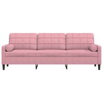 vidaXL Canapé 3 places avec oreillers décoratifs rose 210 cm velours