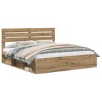vidaXL Cadre de lit Chêne artisan 180 x 200 cm Pin massif