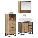 vidaXL Ensemble de mobilier de salle de bain 3 Pièces Chêne artisanal