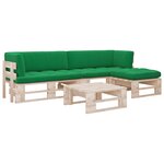 vidaXL Salon de jardin palette 4Pièces avec coussins Bois de pin imprégné