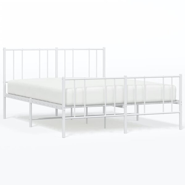 vidaXL Cadre de lit métal avec tête de lit/pied de lit blanc 140x190cm