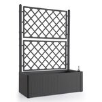 STEFANPLAST Bac a fleurs rectangulaire Natural Deluxe avec treillis - 100 x 43 x H 142 cm - 90 + 6,5 L dans la réserve - Anthracite