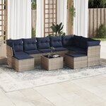 vidaXL Salon de jardin 10 Pièces avec coussins gris résine tressée