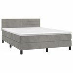 vidaXL Sommier à lattes de lit et matelas Gris clair 140x190cm Velours