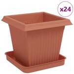 vidaXL Pots de plantes 24 Pièces Rouge brique 16 x 16 x 14 cm Plastique