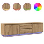 vidaXL Meuble TV avec éclairages LED chêne artisanal 193 5x41x50 cm