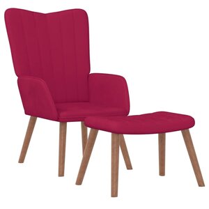 vidaXL Chaise de relaxation avec repose-pied Rouge bordeaux Velours