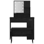vidaXL Ensemble de table de maquillage LED avec porte 2 Pièces Chêne noir