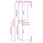 vidaXL Buffet haut Blanc 34 5x34x180 cm Bois d'ingénierie