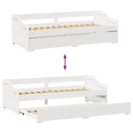 vidaXL Lit de jour avec gigogne sans matelas IRUN blanc 90x200 cm