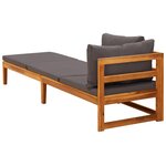 vidaXL Chaise longue avec 1 accoudoir Gris foncé Bois d'acacia solide