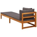 vidaXL Chaise longue avec 1 accoudoir Gris foncé Bois d'acacia solide