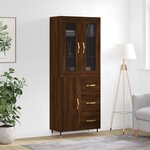 vidaXL Buffet haut Chêne marron 69 5x34x180 cm Bois d'ingénierie