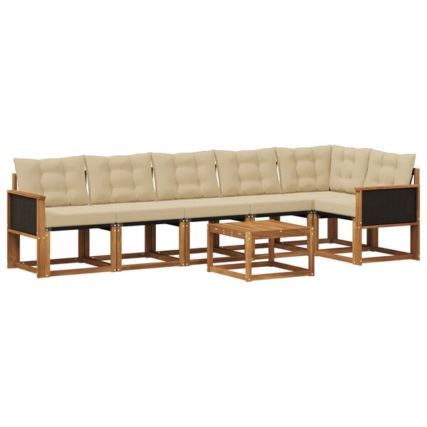 vidaXL Ensemble de canapés d'extérieur 7 pc Naturel et Beige
